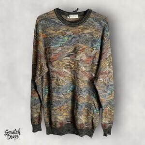 Norin Thompson Vintage Sweater Mens XLT Made in Italy V08 Colorful Knit Pullover